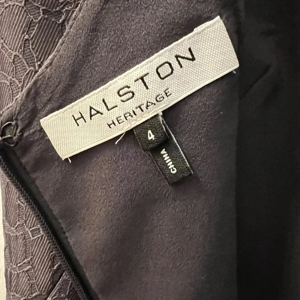 Grey Halston Heritage cap sleeve short cocktail wedding guest size 4.
